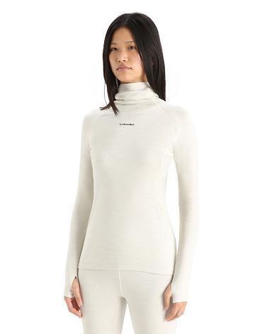 Ecru Heather Icebreaker MerinoFine™ Long Sleeve Roll Neck Women's Base Layers | AU 1895ZUTG